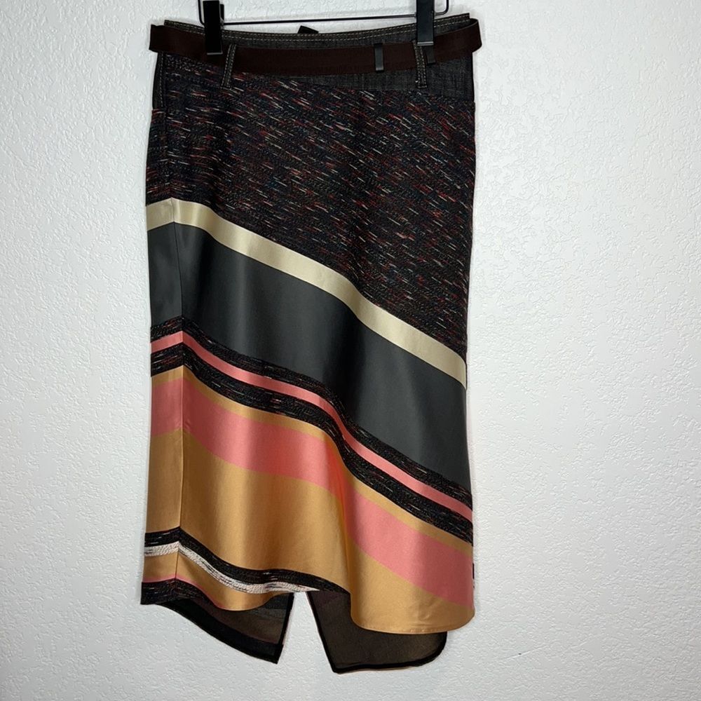 Asymmetrical Women's Skirt in Black, Pink, and Tan - Picture 8 of 16